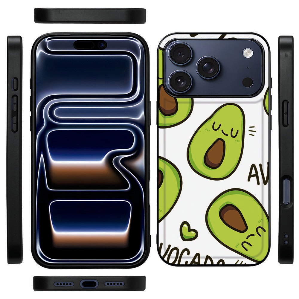 Zwarte TPU-rand van de Avocado Singing backcover voor iPhone 18 Pro Max, zijaanzicht