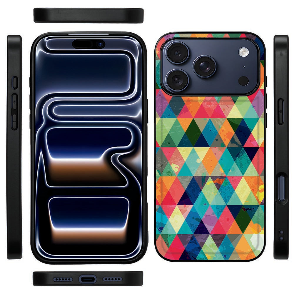 iPhone 18 Pro Max hoesje Geruit vanaf de zijkant, zwarte TPU-rand met knopuitsparingen