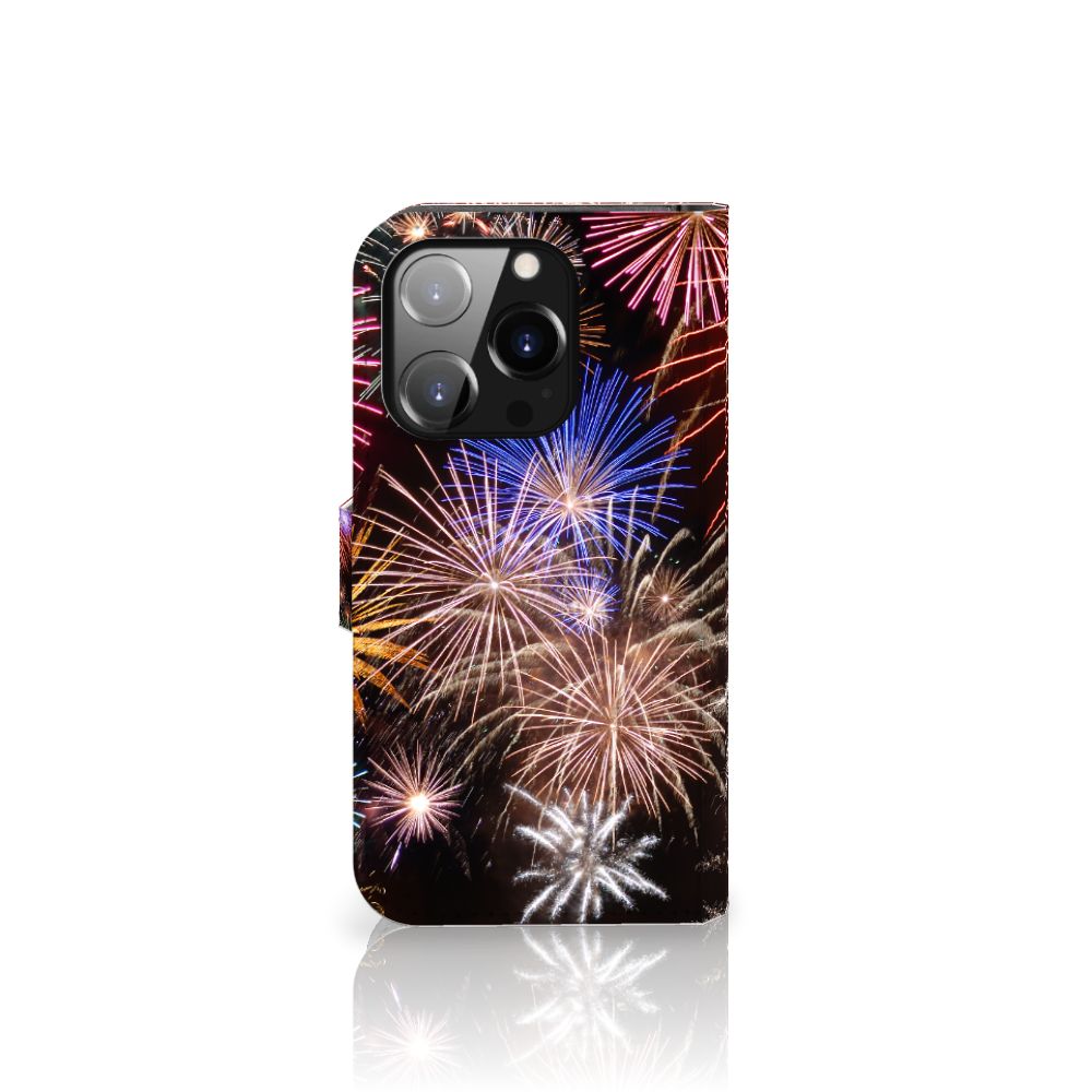 iPhone 14 Pro Wallet Case met Pasjes Vuurwerk - kleurrijke vuurwerkprint 🎆