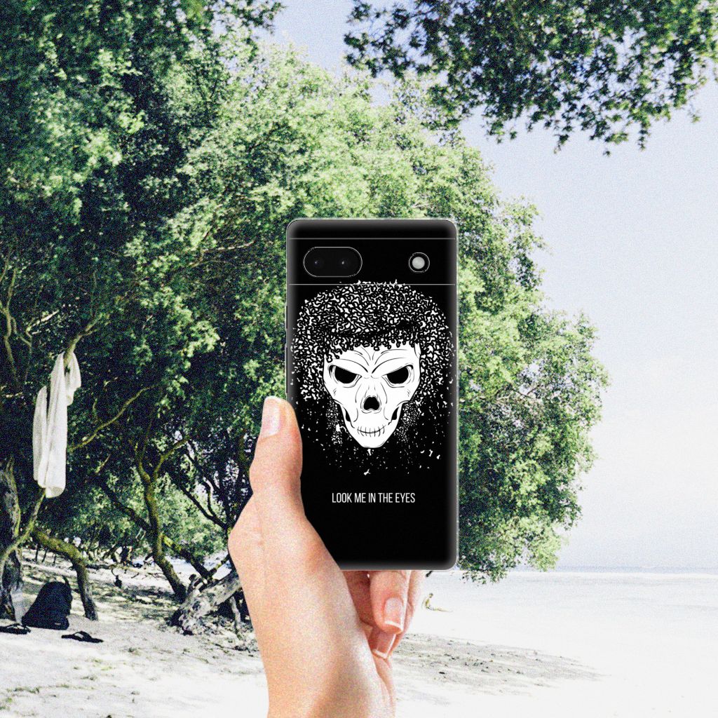 Silicone Back Case Google Pixel 6A Skull Hair B2C Telecom
