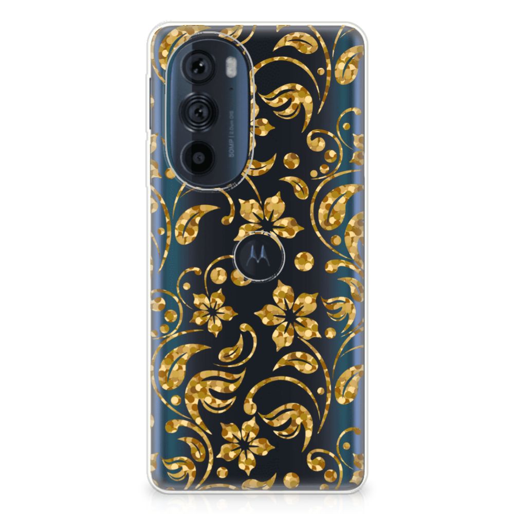 Motorola Edge 30 Pro TPU Case Gouden Bloemen