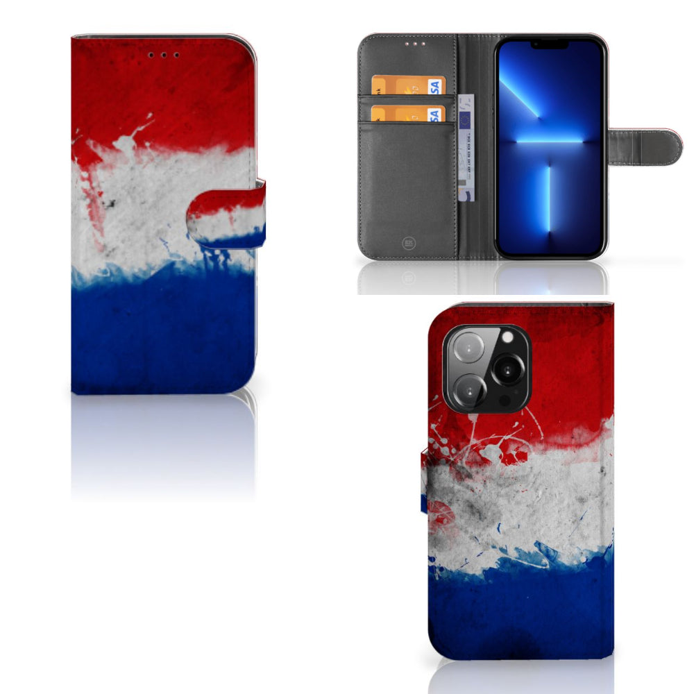 iPhone 13 Pro Bookstyle Case Nederland met Nederlandse vlag design en pasjeshouder