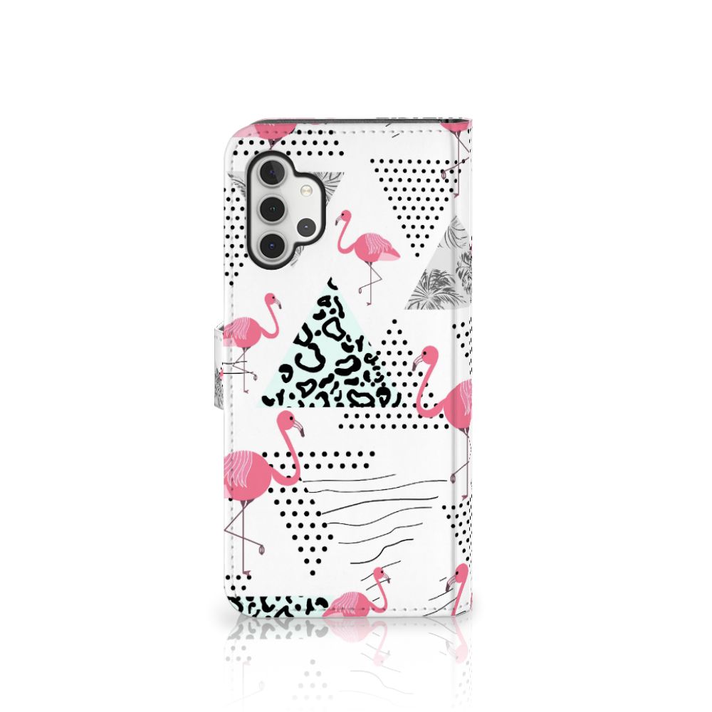 Samsung Galaxy A32 5G Telefoonhoesje met Pasjes Flamingo Triangle