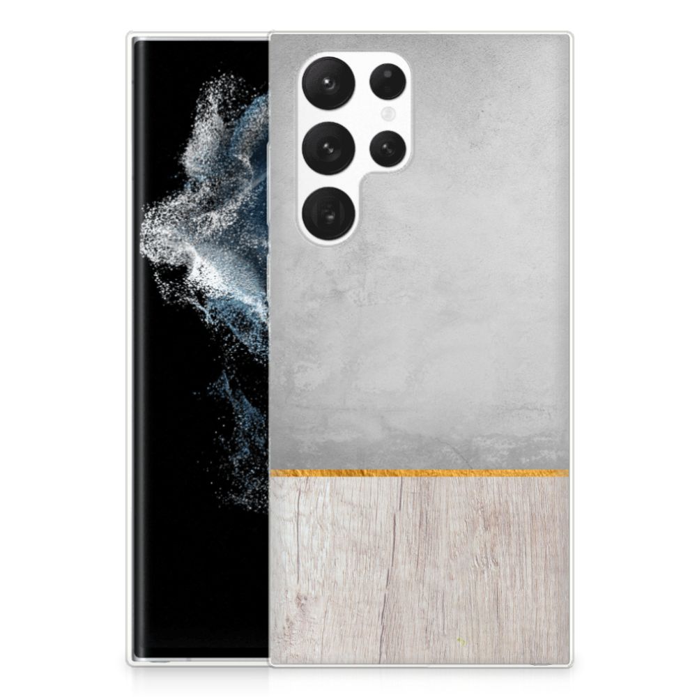Samsung Galaxy S22 Ultra Bumper Hoesje Wood Concrete B2C Telecom