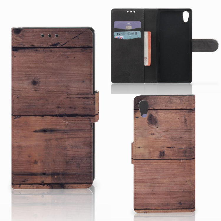 Sony Xperia XA1 Book Style Case Old Wood