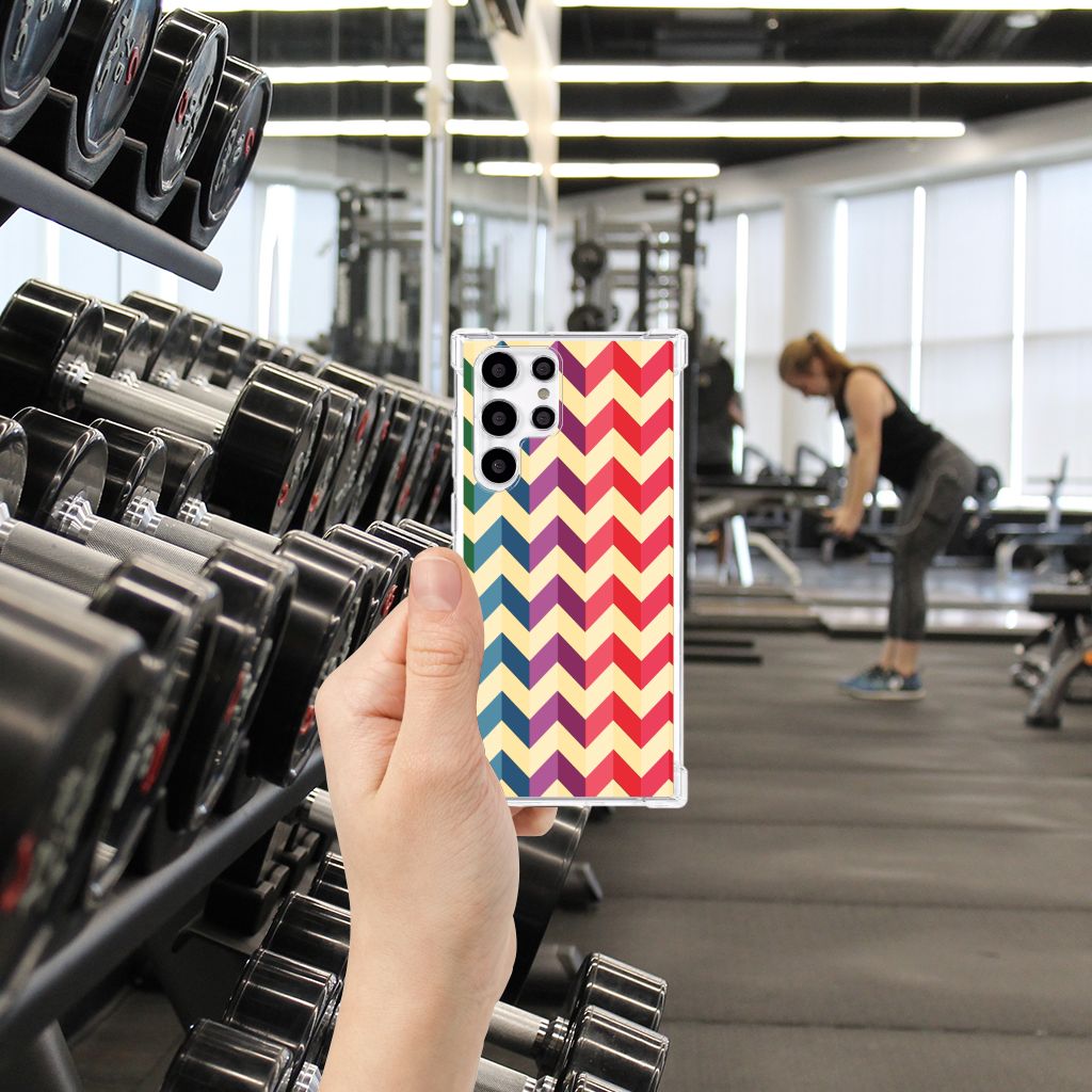 Samsung Galaxy S22 Ultra Doorzichtige Silicone Hoesje Zigzag Multi Color B2C Telecom