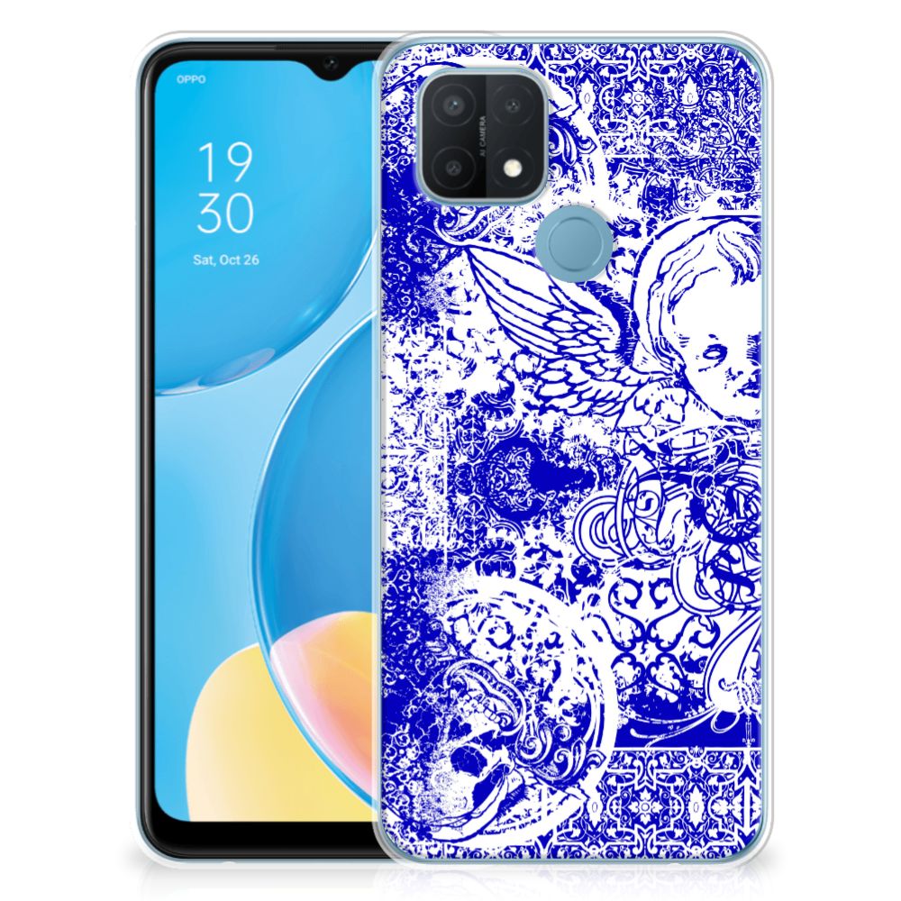 Silicone Back Case OPPO A15 Angel Skull Blauw B2C Telecom