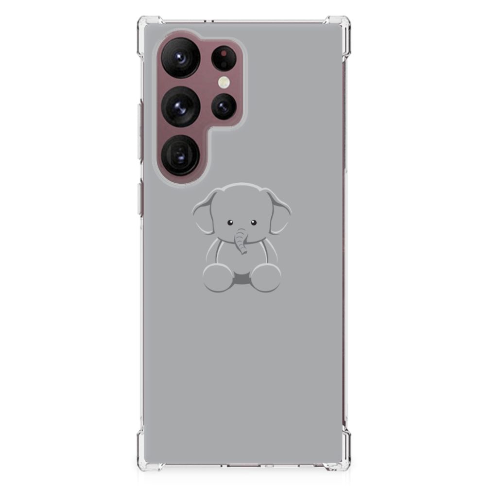 Samsung Galaxy S23 Ultra Stevig Bumper Hoesje Grijs Baby Olifant