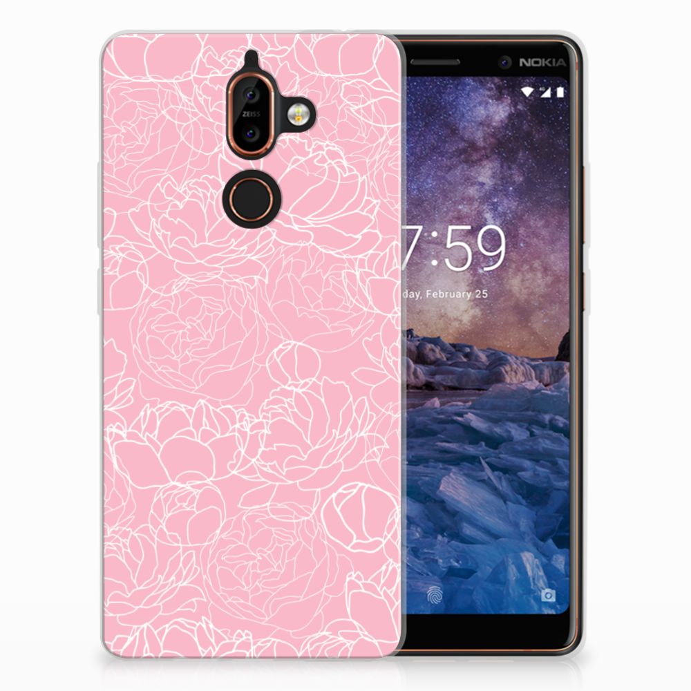 Nokia 7 Plus TPU Case White Flowers