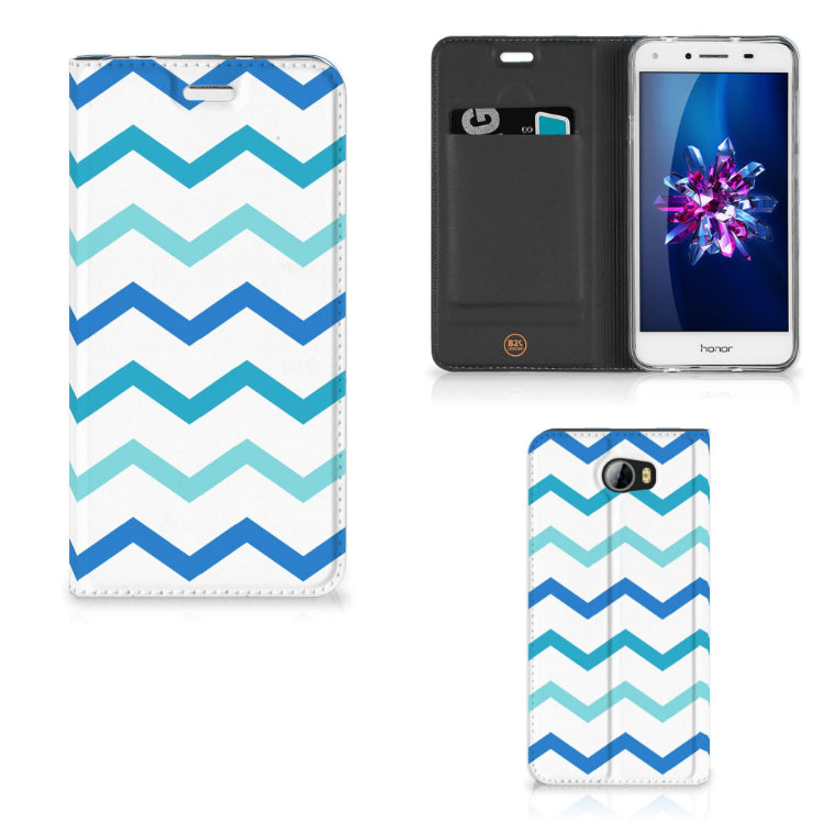 Huawei Y5 2 | Y6 Compact Hoesje met Magneet Zigzag Blauw