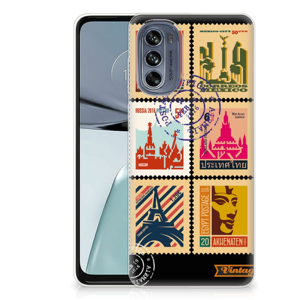 Motorola Moto G62 5G Siliconen Back Cover Postzegels B2C Telecom