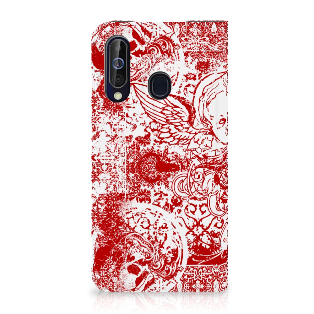 Mobiel BookCase Samsung Galaxy A60 Angel Skull Rood