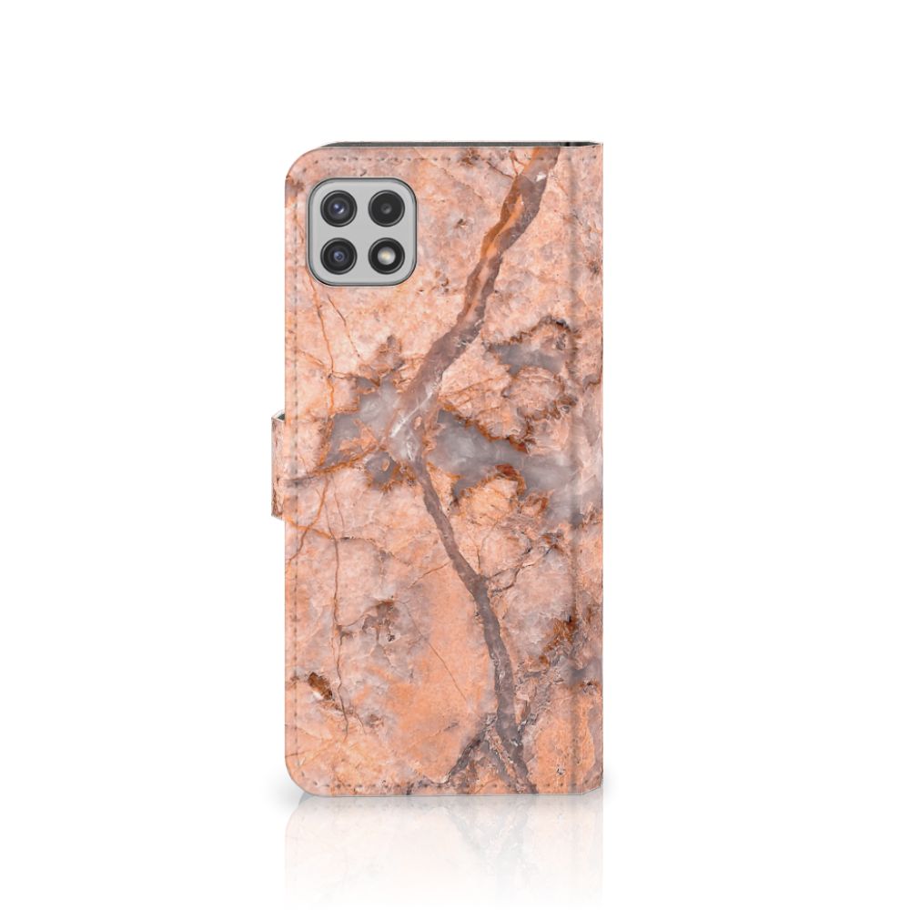 Samsung Galaxy A22 5G Bookcase Marmer Oranje