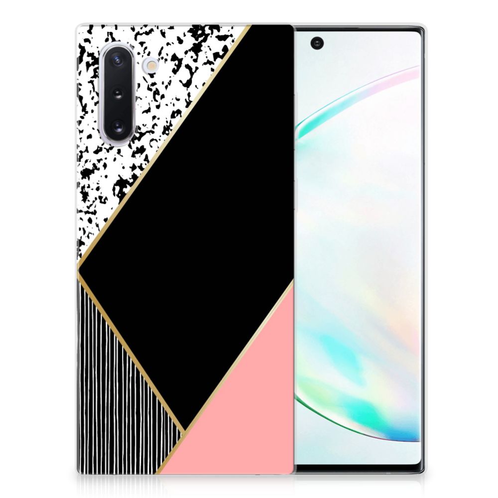 Samsung Galaxy Note 10 TPU Hoesje Zwart Roze Vormen