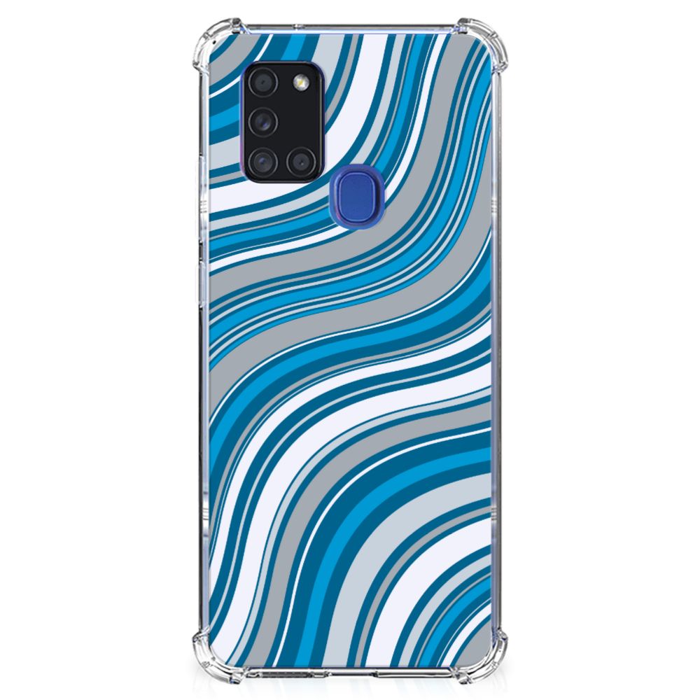 Samsung Galaxy A21s Doorzichtige Silicone Hoesje Waves Blue