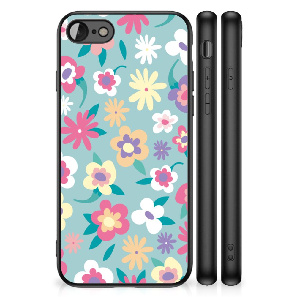 iPhone SE 2022 | SE 2020 | 7/8 Bloemen Hoesje Flower Power met kleurrijk bloemendetail op telefooncases