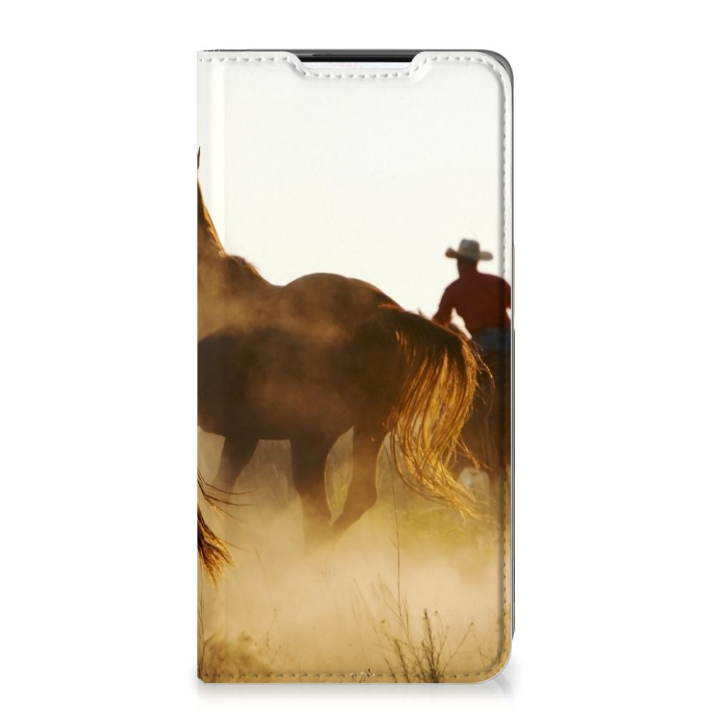 Samsung Galaxy S21 Hoesje maken Design Cowboy met paardenmotief en cowboy in silhouet.