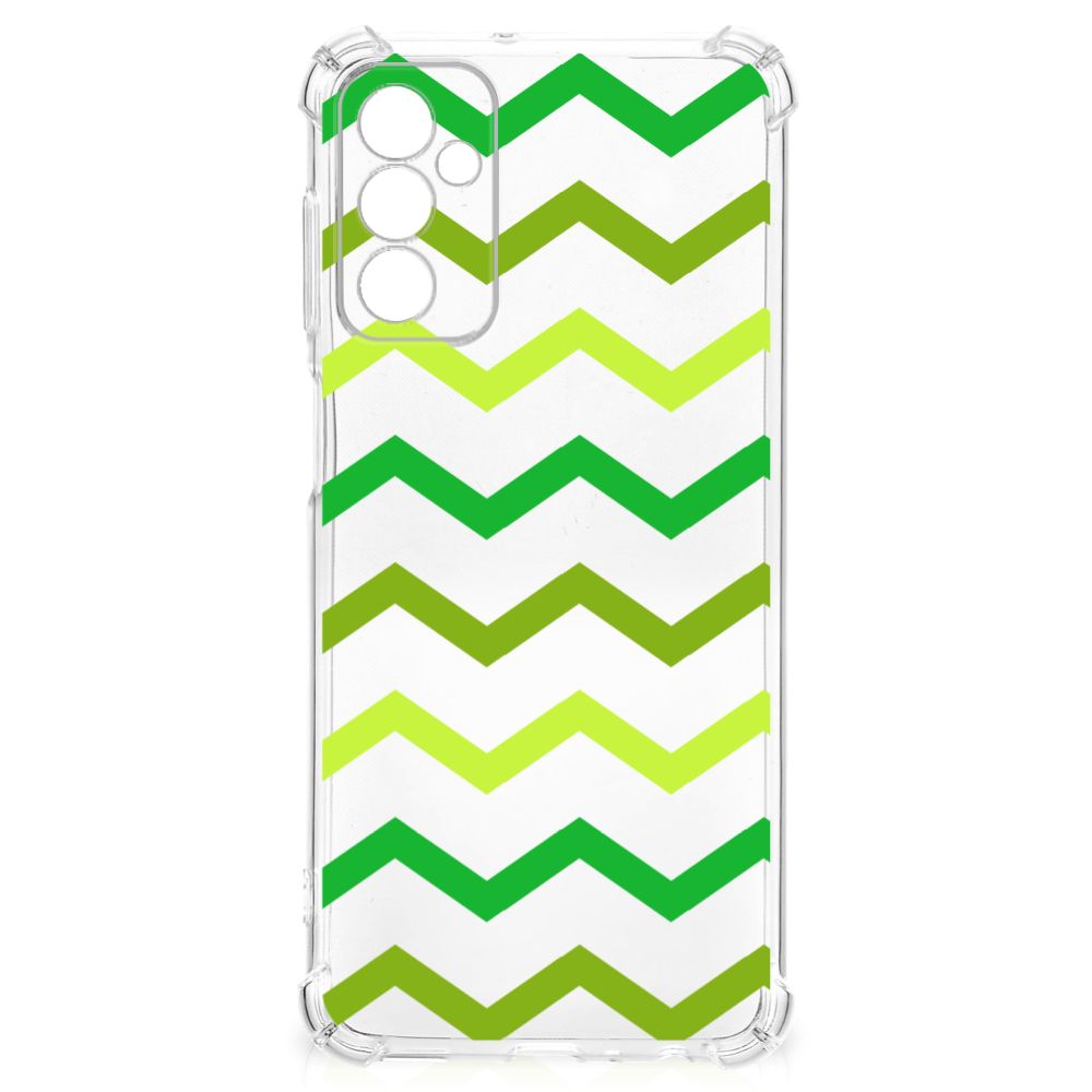 Samsung Galaxy M13 4G | M23 Doorzichtige Silicone Hoesje Zigzag Groen B2C Telecom