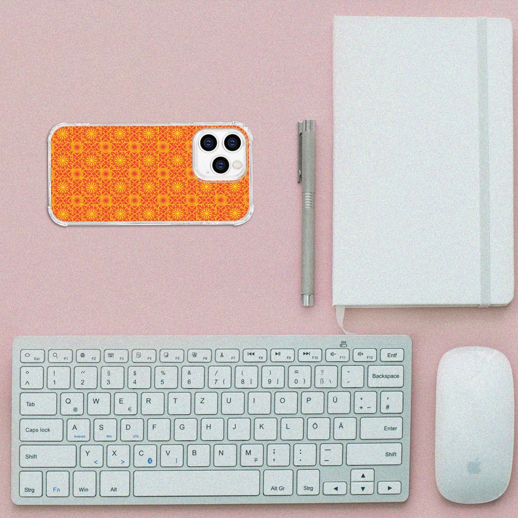 iPhone 14 Pro Doorzichtige Silicone Hoesje Batik Oranje B2C Telecom