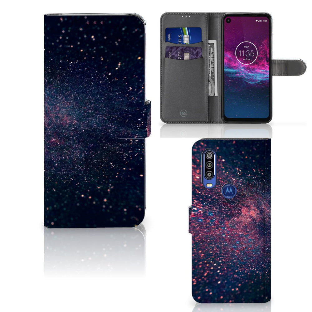 Motorola One Action Book Case Stars