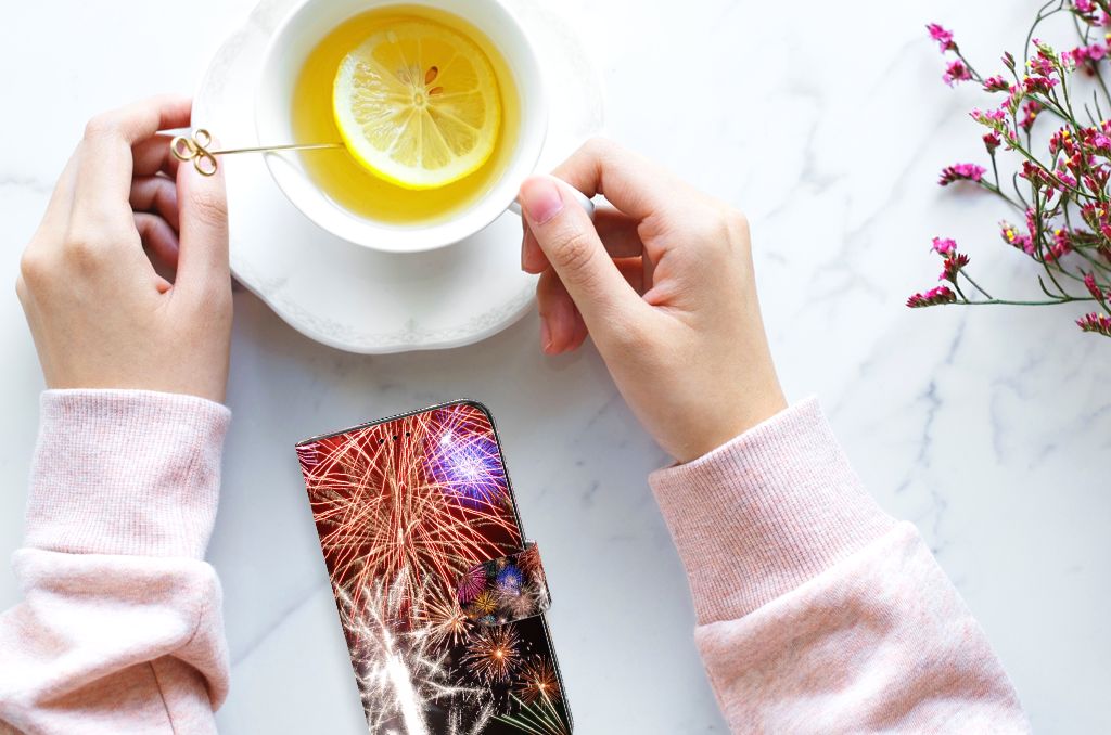 Samsung Galaxy S7 Edge Wallet Case met Pasjes Vuurwerk