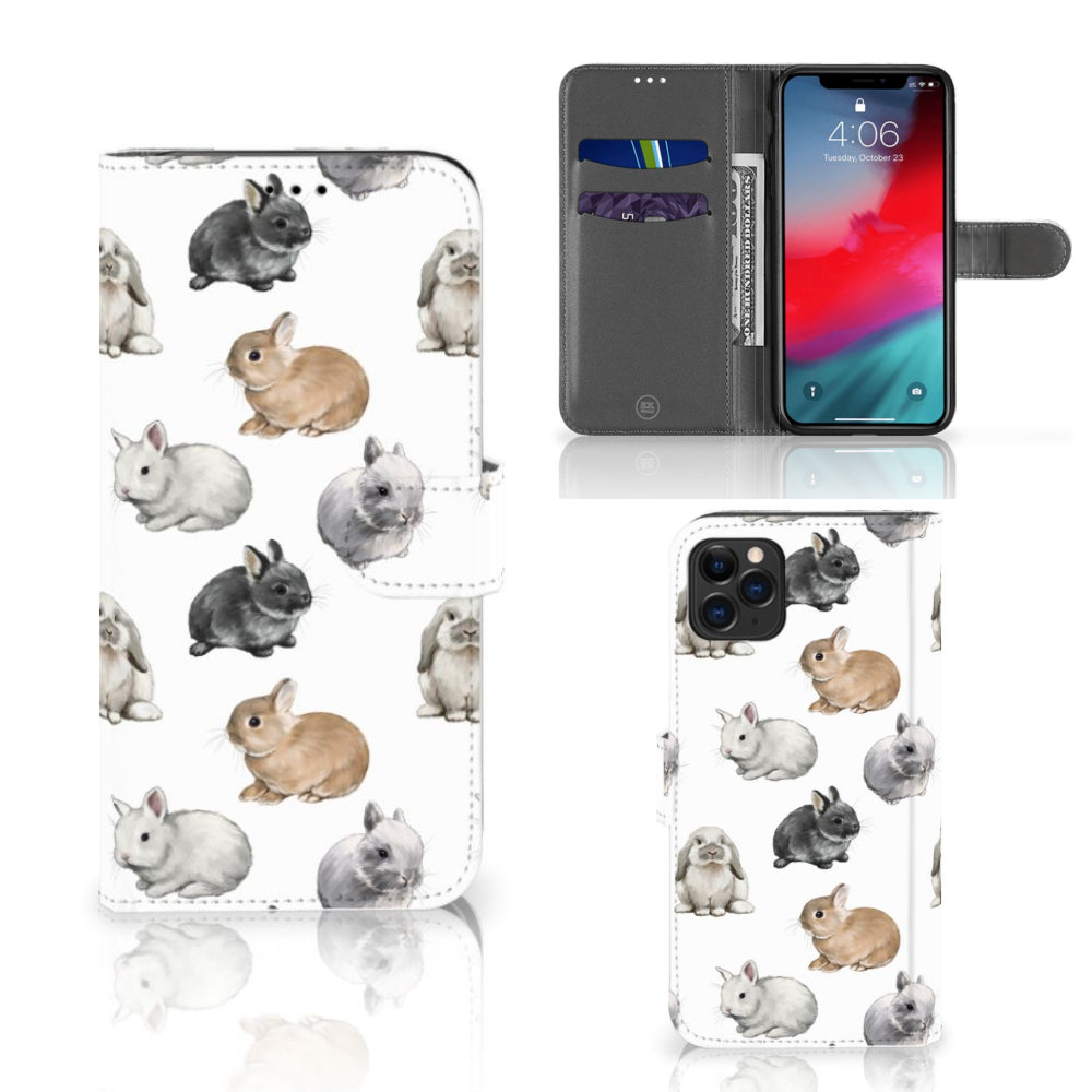 Telefoonhoesje met Pasjes voor Apple iPhone 11 Pro Max Konijntjes