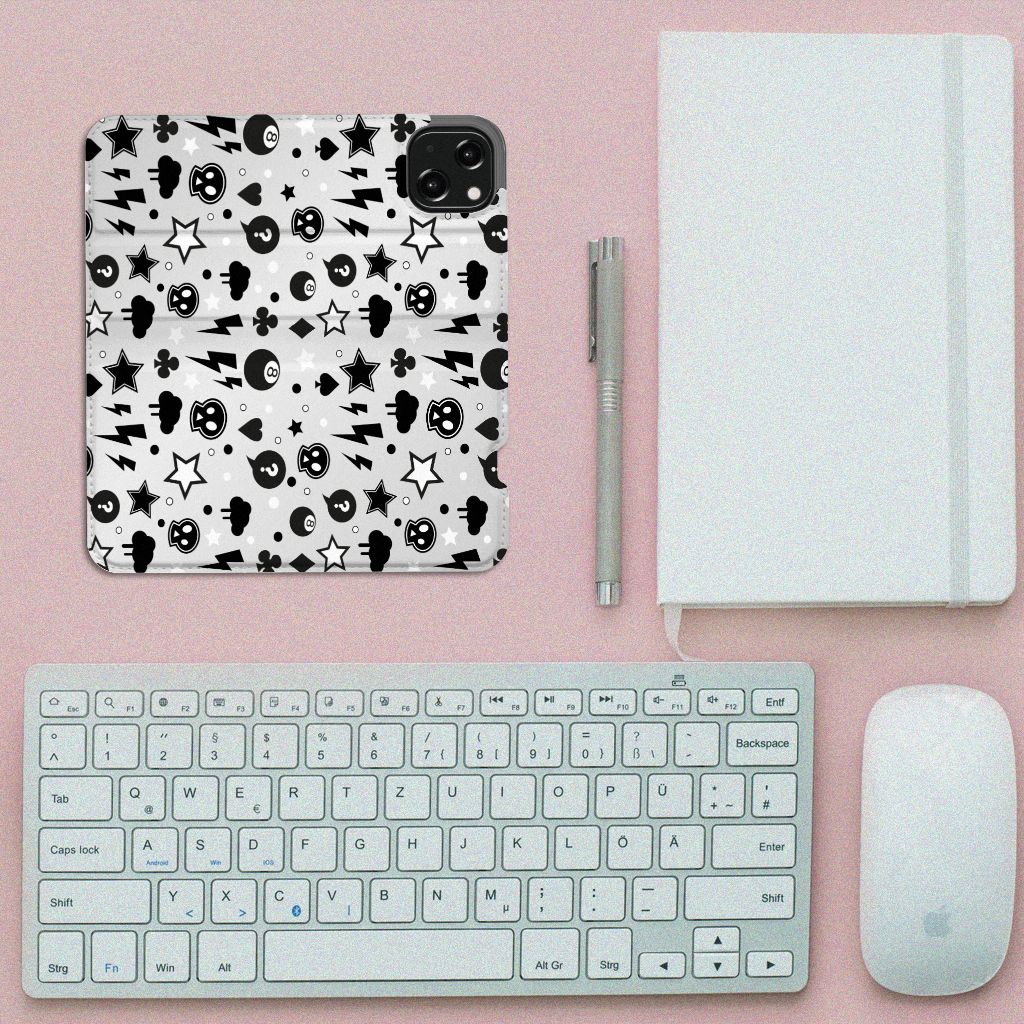 Mobiel BookCase iPhone 13 Silver Punk