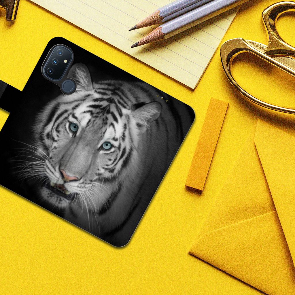 OnePlus Nord N100 Telefoonhoesje met Pasjes Tijger