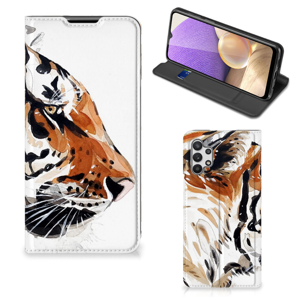 Bookcase Samsung Galaxy A32 5G Watercolor Tiger - B2C Telecom