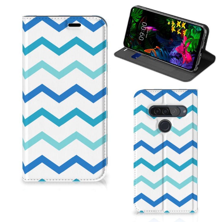 LG G8s Thinq Hoesje met Magneet Zigzag Blauw