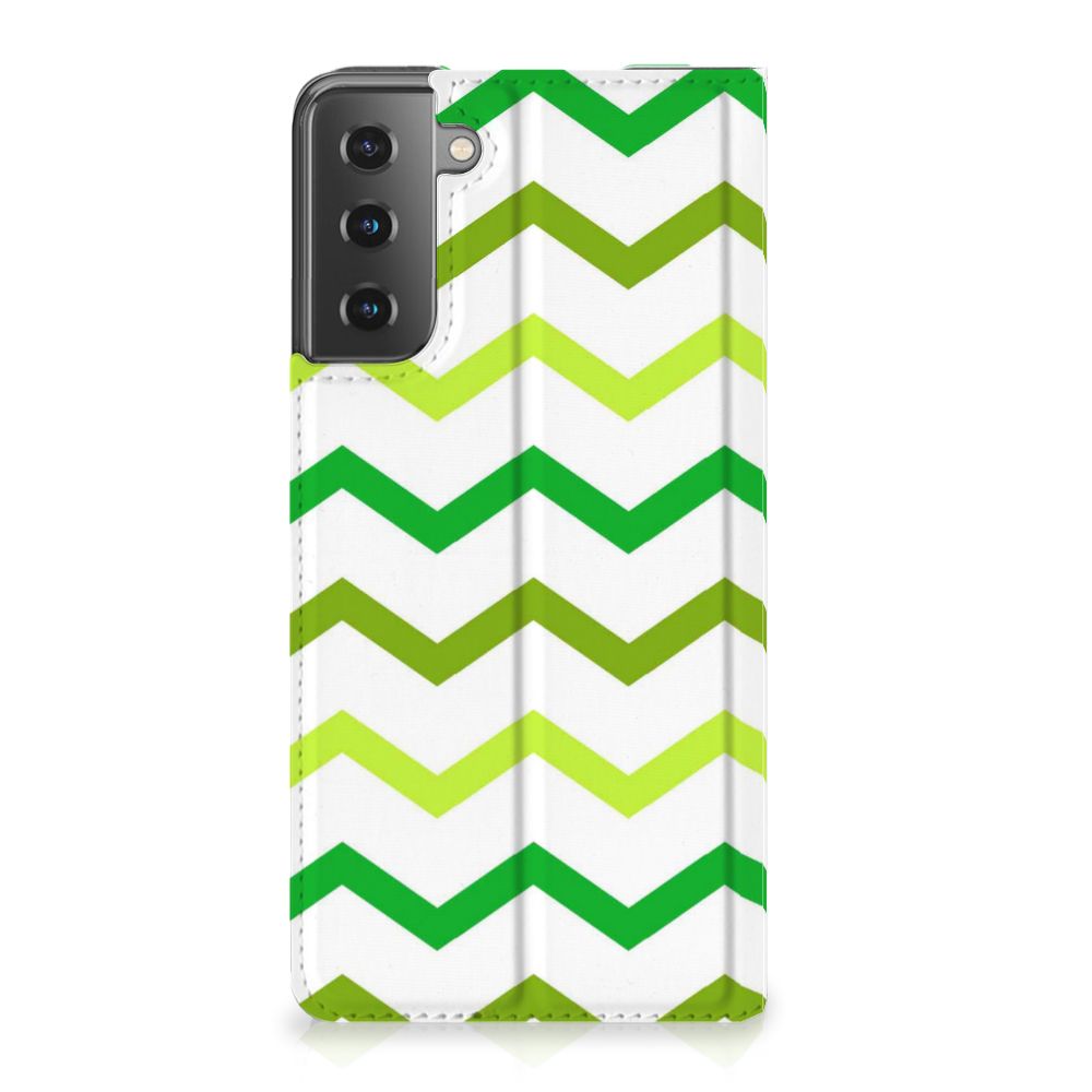 Samsung Galaxy S21 Plus Hoesje met Magneet Zigzag Groen - B2C Telecom