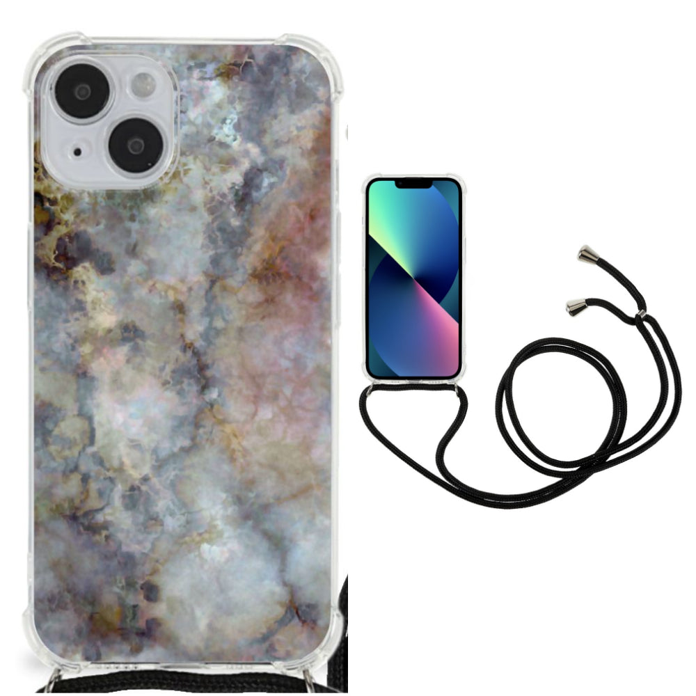 iPhone 14 Anti-Shock Hoesje Marmer Grijs