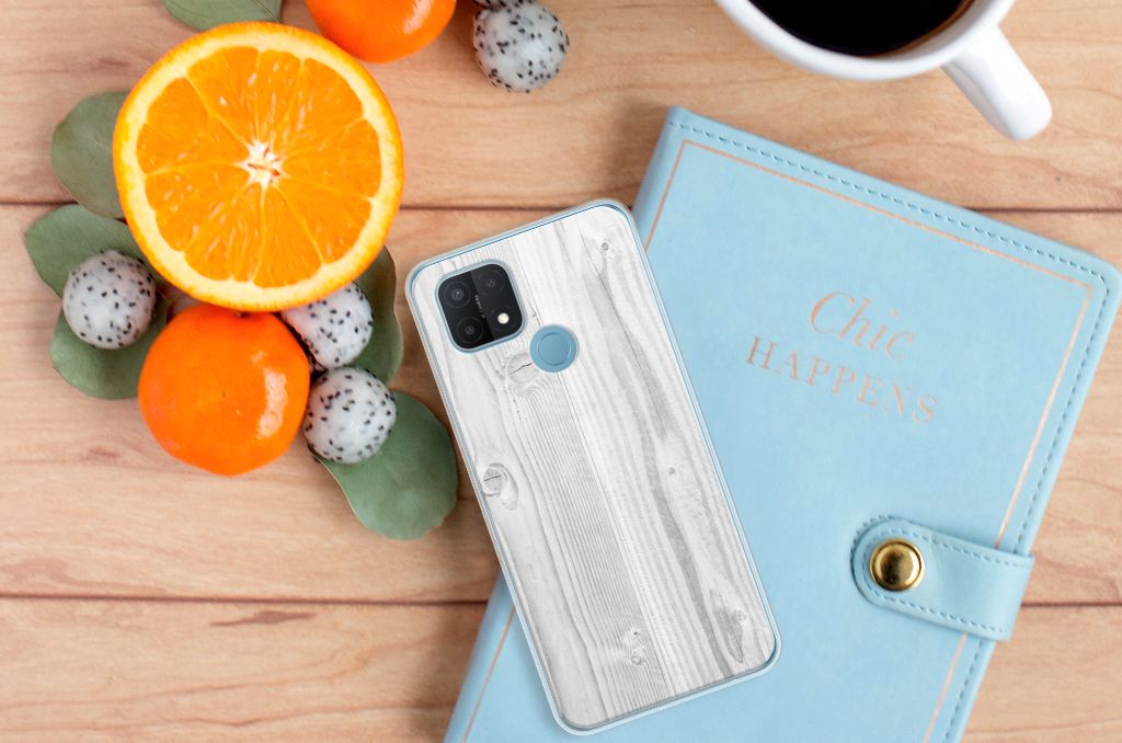 OPPO A15 Bumper Hoesje White Wood B2C Telecom