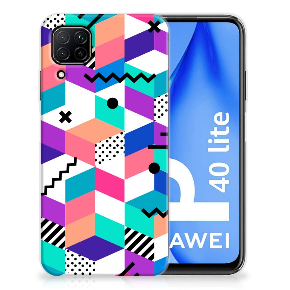 Huawei P40 Lite TPU Hoesje Blokken Kleurrijk