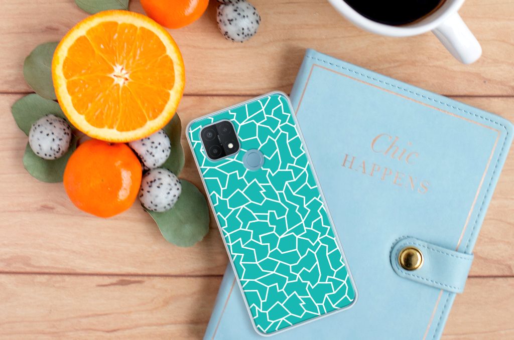 OPPO A15 Hoesje maken Cracks Blue B2C Telecom