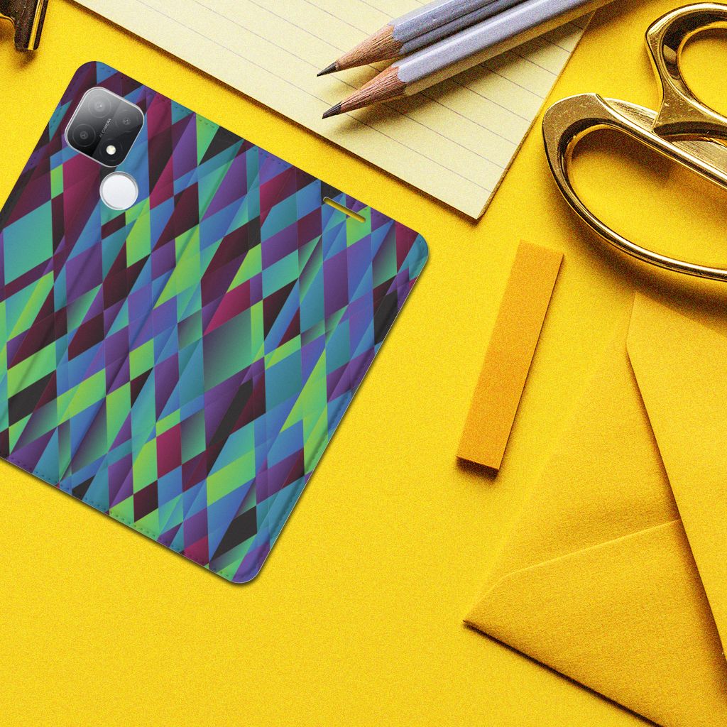 OPPO A15 Stand Case Abstract Green Blue - B2C Telecom