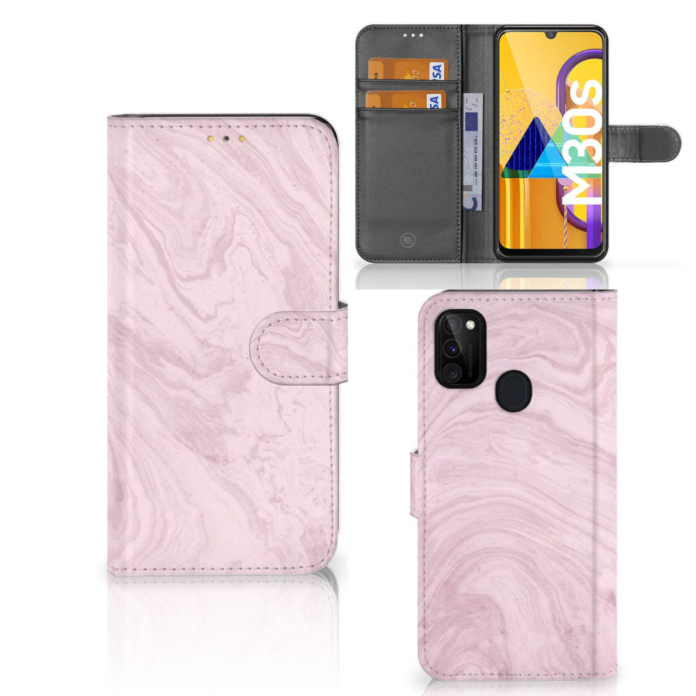 Samsung Galaxy M21 | M30s Bookcase Marble Pink - Origineel Cadeau Vriendin