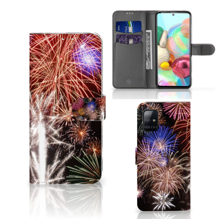 Samsung Galaxy A71 Wallet Case met Pasjes Vuurwerk