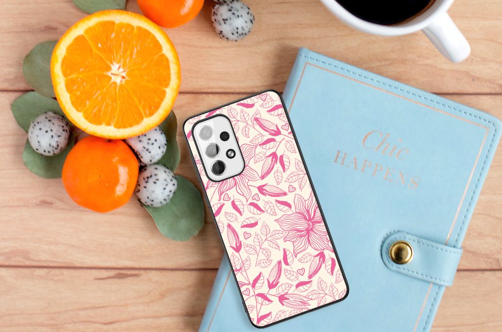 Samsung Galaxy A73 Bloemen Hoesje Pink Flowers B2C Telecom