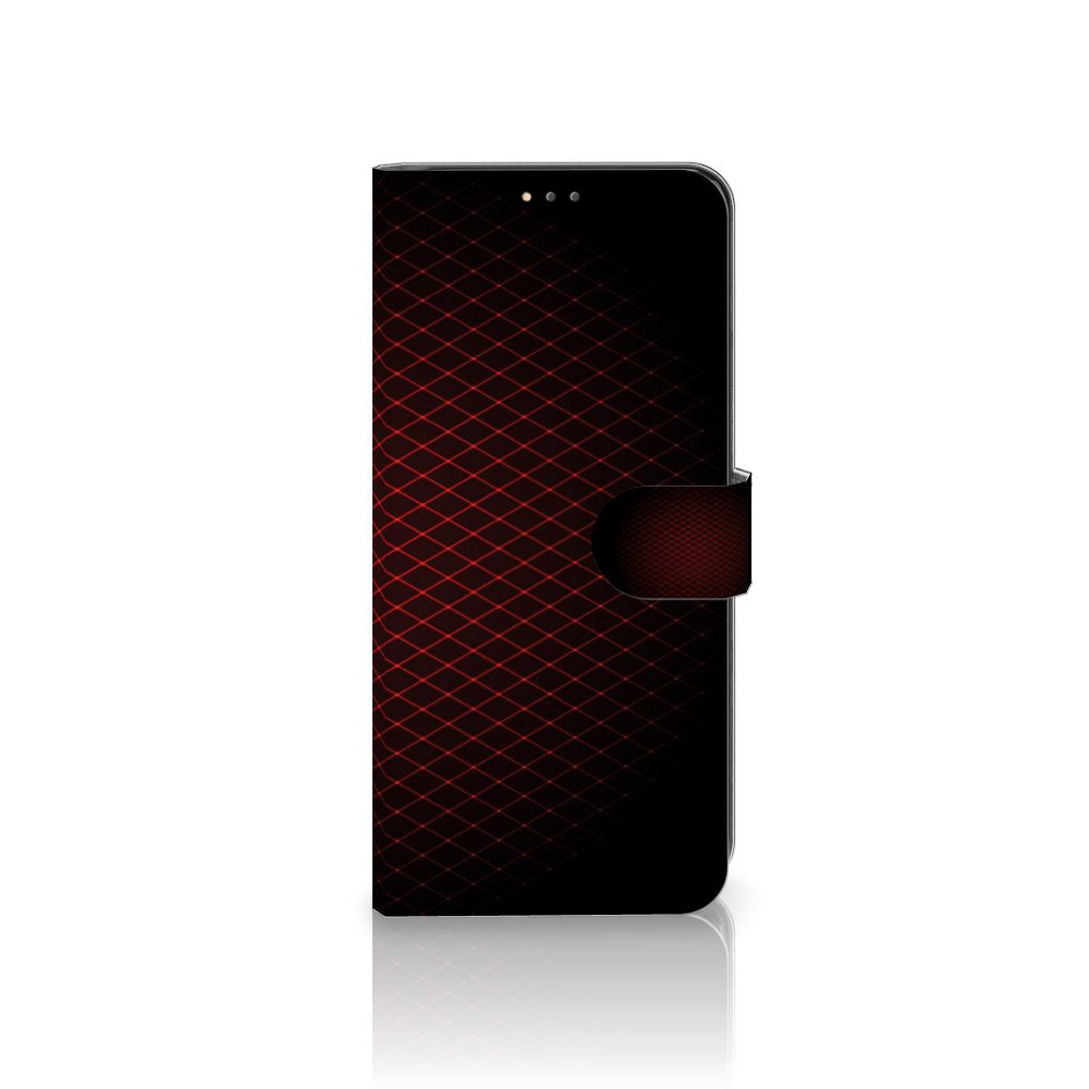 Nokia 5.3 Telefoon Hoesje Geruit Rood met geometrisch patroon en ruimte voor 3 pasjes.