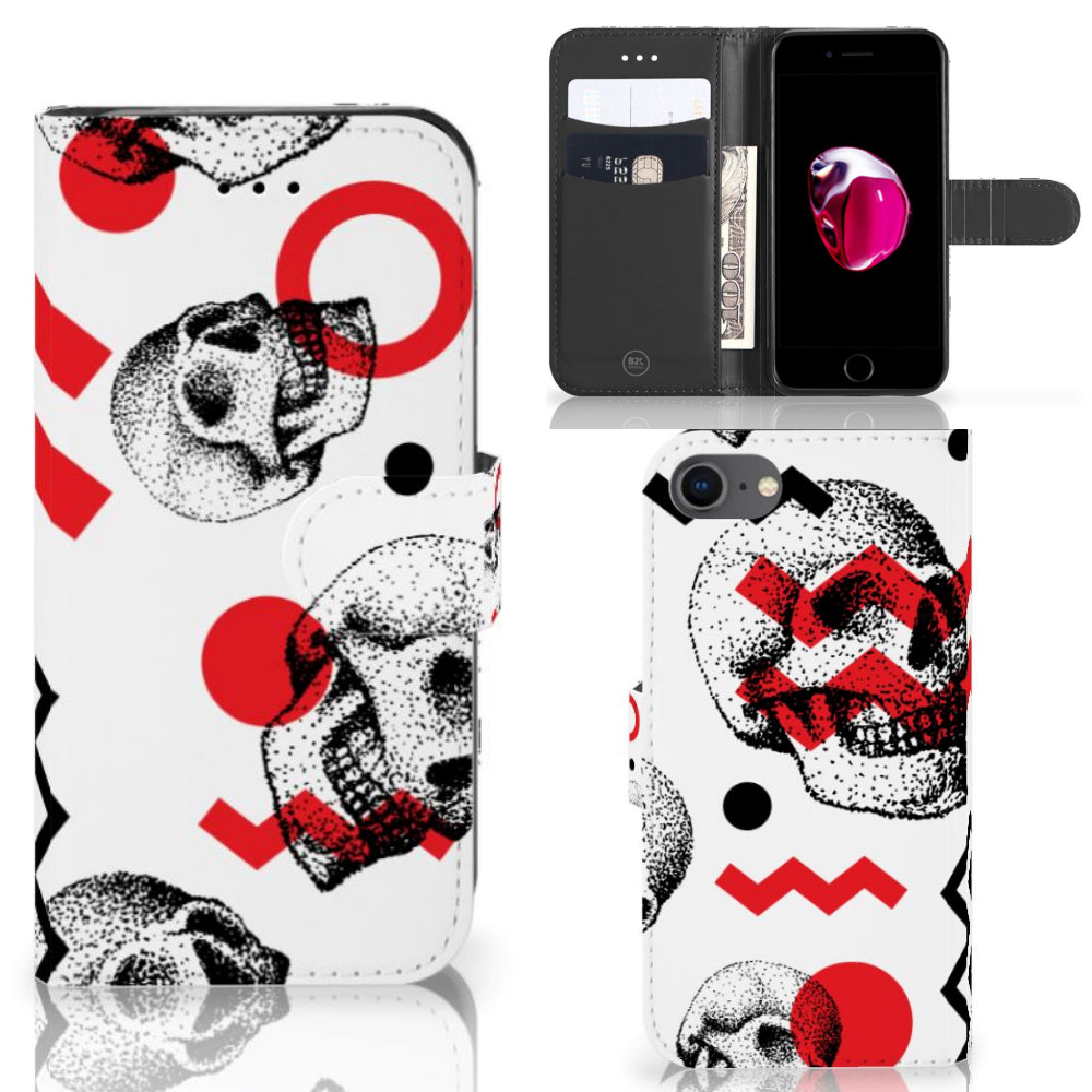 Telefoonhoesje met Naam iPhone 7 | 8 | SE (2020) | SE (2022) Skull Red