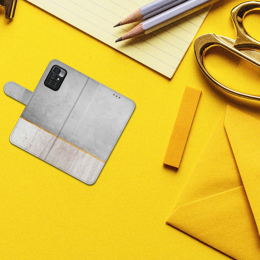 Xiaomi Redmi 10 Book Style Case Wood Concrete