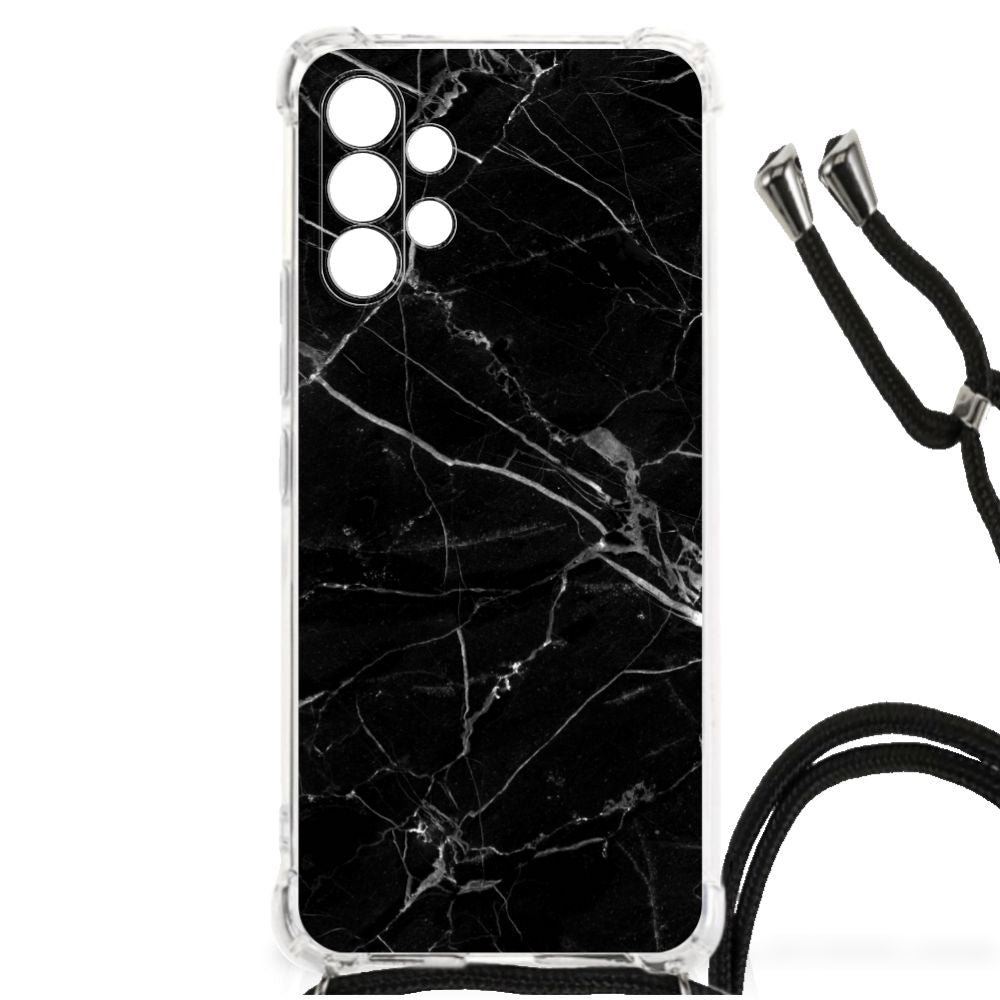 Samsung Galaxy A13 4G Anti-Shock Hoesje Marmer Zwart - Origineel Cadeau Vader