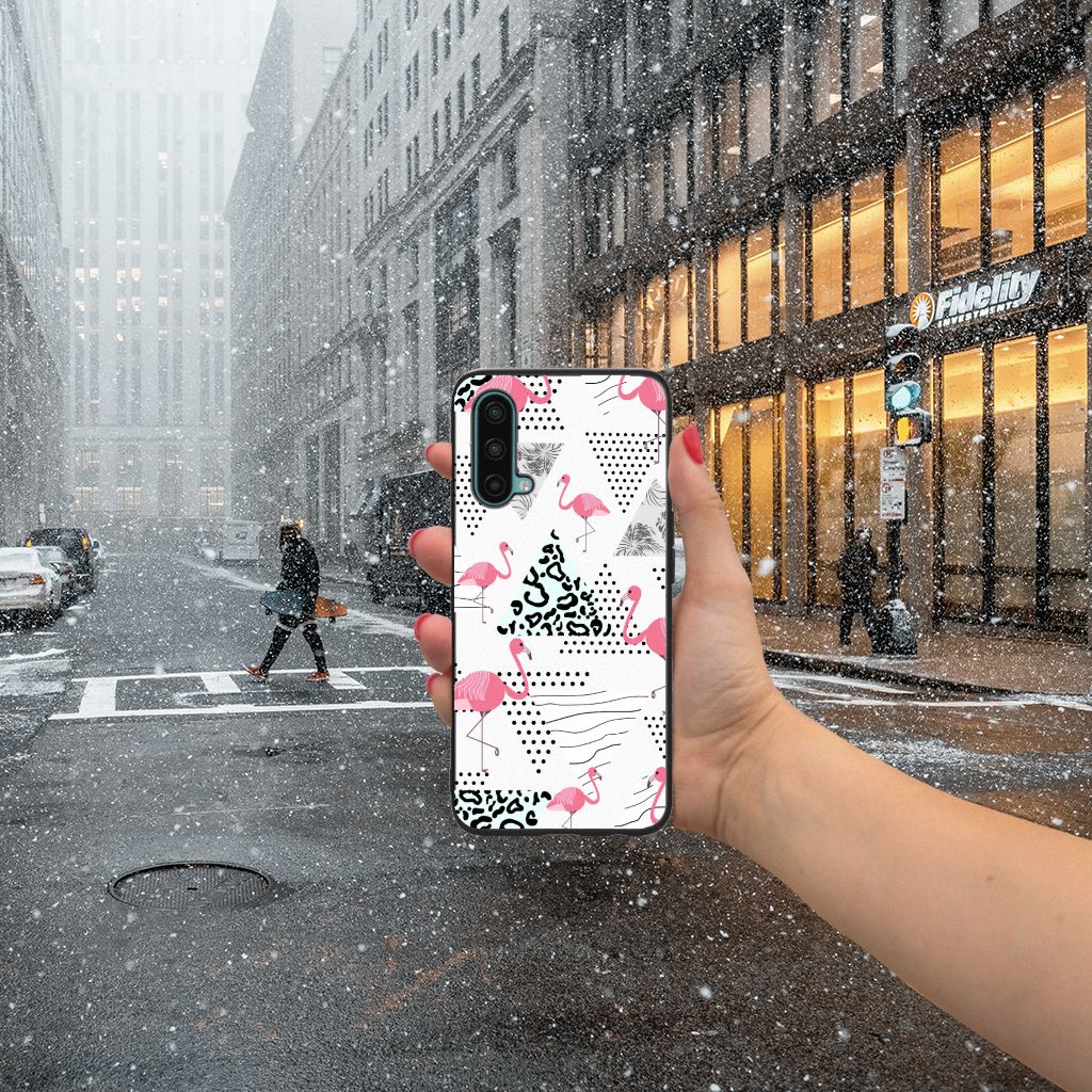 OnePlus Nord CE 5G Dierenprint Telefoonhoesje Flamingo Triangle B2C Telecom