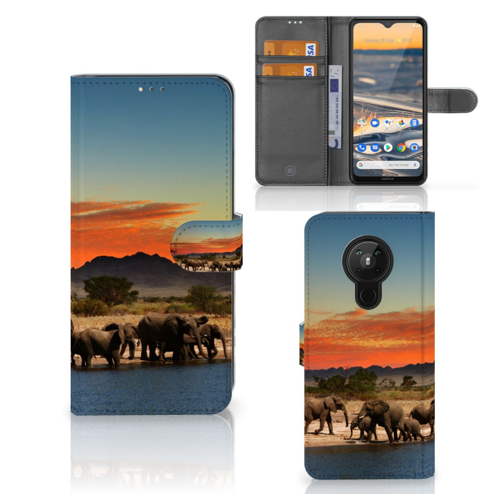 Nokia 5.3 Telefoonhoesje met Pasjes Olifanten