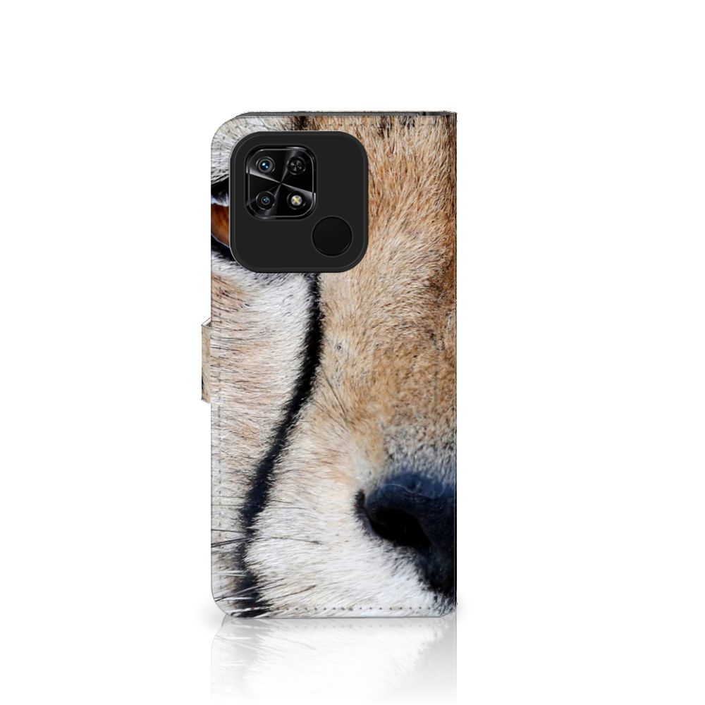 Xiaomi Redmi 10C Telefoonhoesje met Pasjes Cheetah met close-up van een cheeta