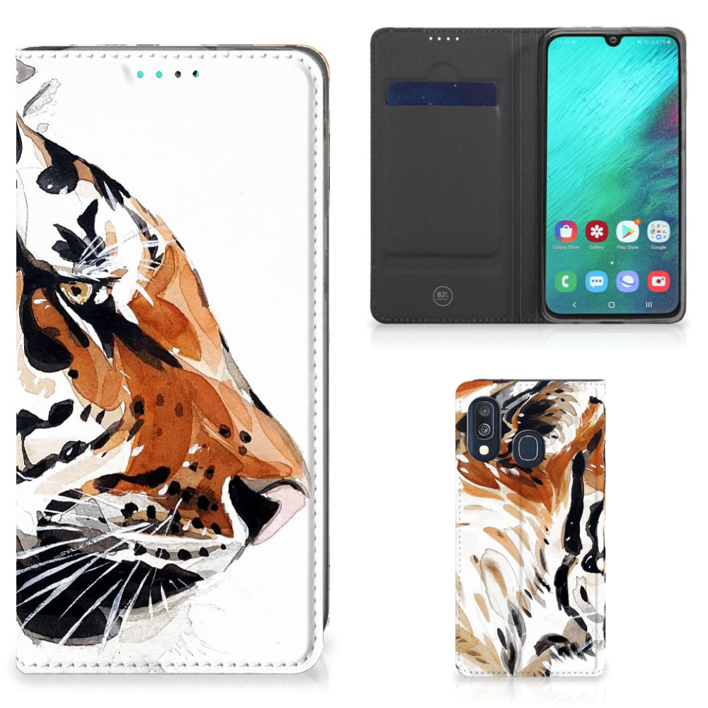 Bookcase Samsung Galaxy A40 Watercolor Tiger