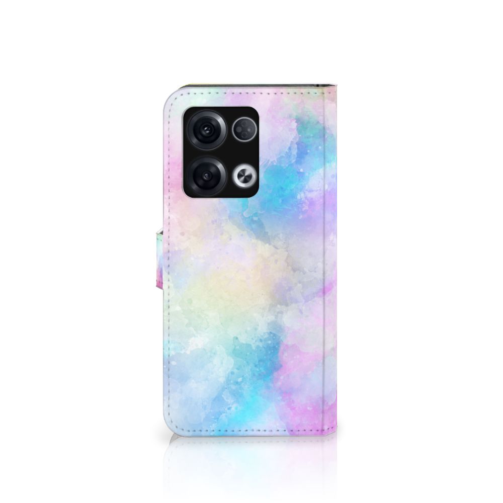Hoesje OPPO Reno8 Pro Watercolor Light met kleurrijk pastelontwerp en pasjeshouder.
