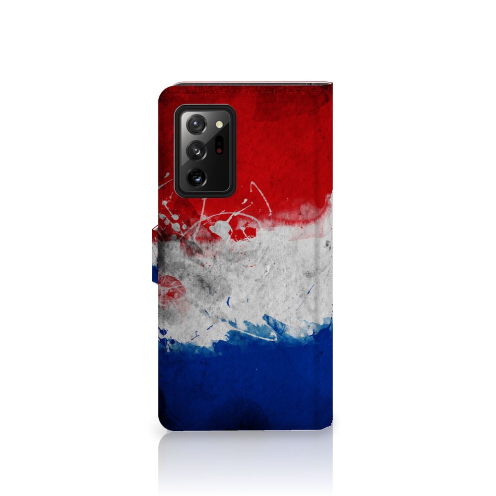 Samsung Galaxy Note20 Ultra Bookstyle Case Nederland met artistiek ontwerp van de Nederlandse vlag.