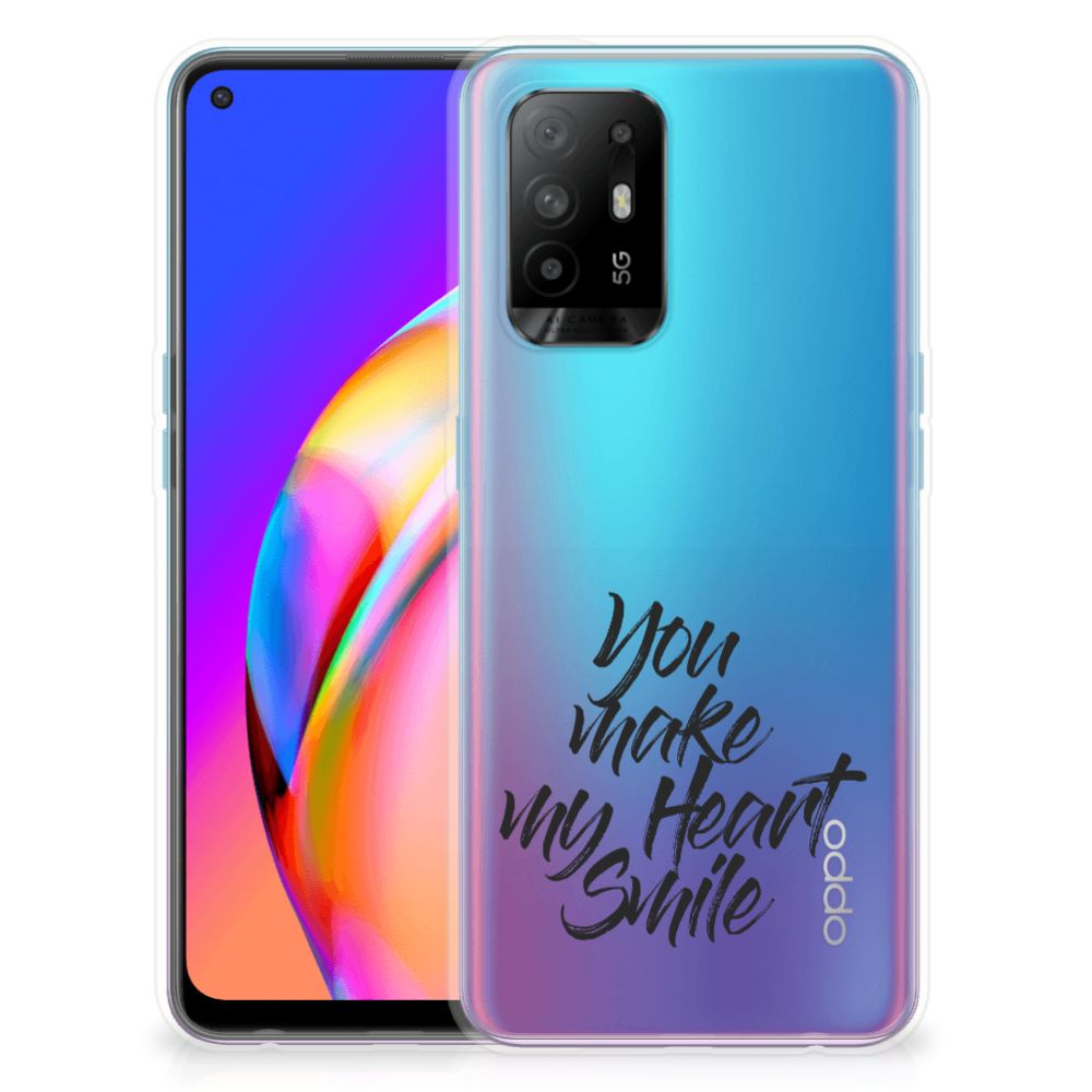 OPPO A94 5G | Reno5 Z Siliconen hoesje met naam Heart Smile